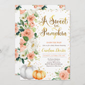 フローラ男女兼用カボチャ秋ベビーシャワー 招待状 (正面/裏面)