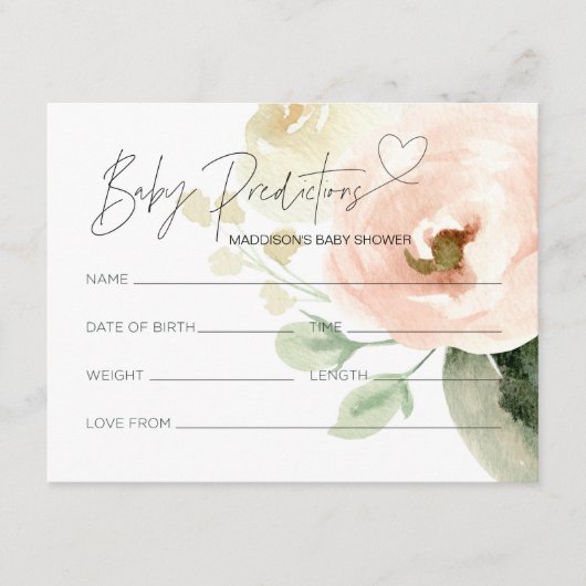 フローラ男女兼用赤ちゃんシャワー予測カード エンクロージャーカード (正面)