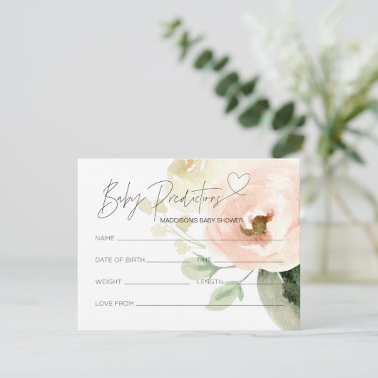 フローラ男女兼用赤ちゃんシャワー予測カード エンクロージャーカード (スタンド正面)