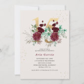 フローラ番号15ブルゴーニュ赤と金ゴールドキンセアニェラ 招待状 (正面)