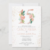 フローラ番号15 QRピンクローズ金ゴールドキンセアニラ 招待状 (正面)