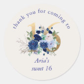 フローラ番号16アイボリーブルー王室の金ゴールドスウィート16 ラウンドシール (正面)