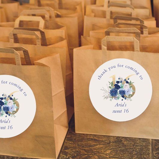 フローラ番号16アイボリーブルー王室の金ゴールドスウィート16 ラウンドシール