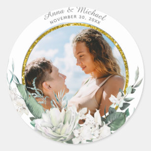 *~*フローラ白い花結婚のフォトバルーン ラウンドシール