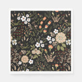 フローラ白と黒の花ボタニカル結婚ズ スタンダードランチョンナプキン (正面)