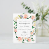 フローラ白サンゴモダン結婚式招待状 ポストカード (スタンド正面)