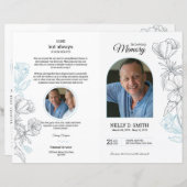 フローラ白人葬式プログラムテンプレート (正面/裏面)