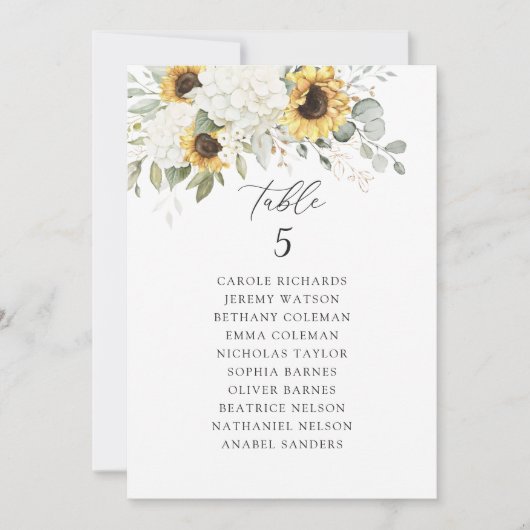 フローラ白紫陽花ひまわり座席表 招待状 (正面)