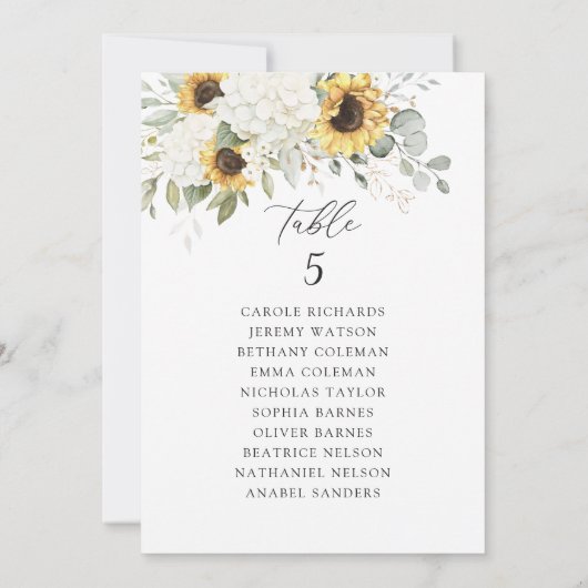 フローラ白紫陽花ひまわり座席表 招待状 (裏面)