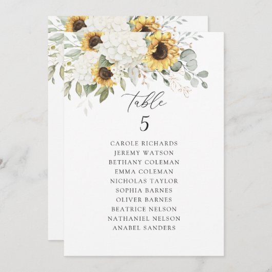 フローラ白紫陽花ひまわり座席表 招待状 (正面/裏面)