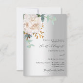 フローラ白銀緑QRコードRSVP 結婚's 招待状 (正面)