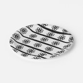 フローラ白黒のストライプフローラ ペーパープレート (アングル)