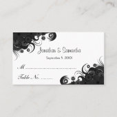 フローラ白黒のテー結婚ブル座席表 プレイスカード (正面)