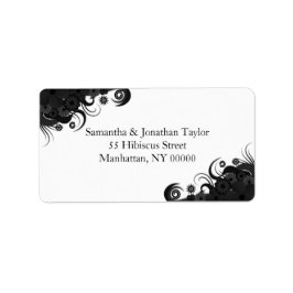 フローラ白黒の大差出人住所ラベル ラベル