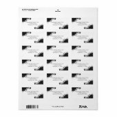 フローラ白黒の大差出人住所ラベル ラベル (フルシート)