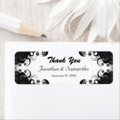 フローラ白黒の小結婚式の引き出物ラベル ラベル (インサイチュ)