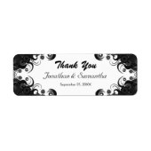 フローラ白黒の小結婚式の引き出物ラベル ラベル (正面)