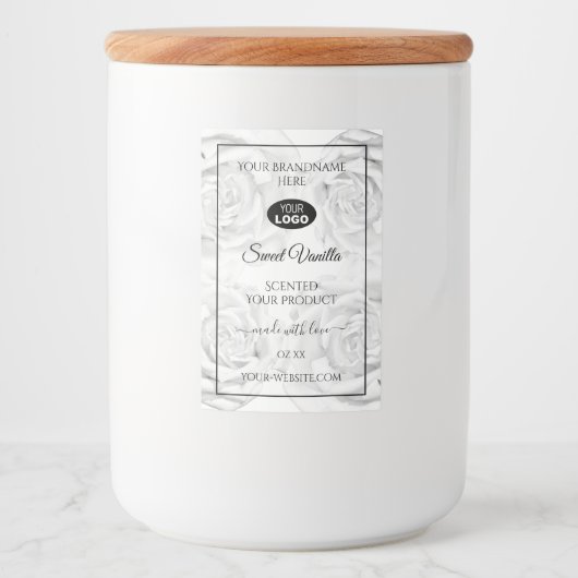 フローラ白黒の製品パッケージラベルのロゴ フードラベル (正面)