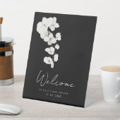 フローラ白黒オーキッドベビーシャワーウェルカム 台座サイン (インサイチュ)