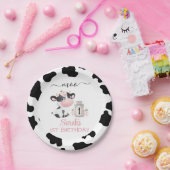 フローラ白黒カウバースデーパーティー紙プレート ペーパープレート (パーティー)