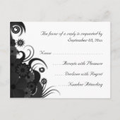 フローラ白黒ゴシックRSVP応答カード インビテーションポストカード (裏面)