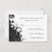 フローラ白黒ゴシックRSVP応答カード 出欠カード (裏面)