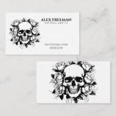 フローラ白黒スカルバラタトゥーアーティスト 名刺 (正面/裏面)