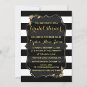 フローラ白黒ストライプブライダルシャワー招待状 招待状 (正面)