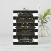 フローラ白黒ストライプリハーサルディナー招待状 招待状 (スタンド正面)