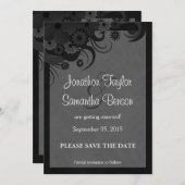 フローラ白黒セーブ・ザ・デート案内 招待状 (正面/裏面)