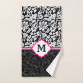 フローラ白黒ダマスク バスタオルセット (ハンドタオル)