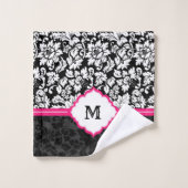 フローラ白黒ダマスク バスタオルセット (ウォッシュタオル)