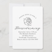 フローラ白黒ニューホーム引っ越し祝いパーティーパーティー 案内状 (正面)