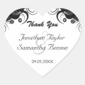 フローラ白黒ハート結婚式の引き出物シール ハートシール (正面)