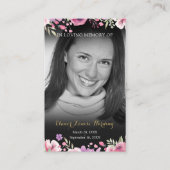 フローラ白黒フォト葬儀祈りの言葉カード 名刺 (正面)