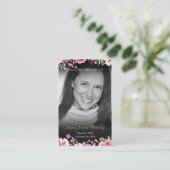 フローラ白黒フォト葬儀祈りの言葉カード 名刺 (スタンド正面)