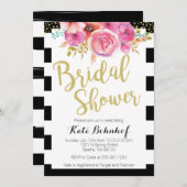 フローラ白黒ブライダルシャワー招待 招待状 (正面/裏面)