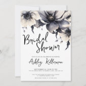 フローラ白黒ブライダルシャワー 招待状 (正面)