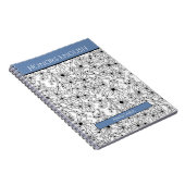 フローラ白黒ブルーネームスクールサブジェクト ノートブック (右側)