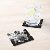 フローラ白黒写真 スクエアペーパーコースター (インサイチュ)