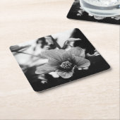 フローラ白黒写真 スクエアペーパーコースター (アングル)