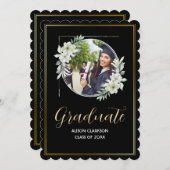 フローラ白黒卒業2025写真パーティー 招待状 (正面/裏面)