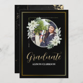 フローラ白黒卒業2025写真パーティー 招待状 (正面/裏面)