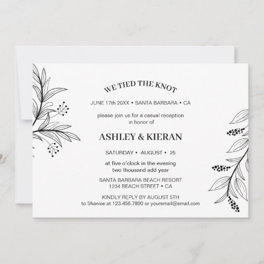 フローラ白黒我々結び目披露宴 招待状 (正面)