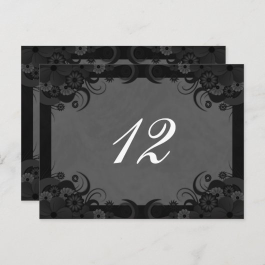 フローラ白黒披露宴表の番号カード ポストカード (正面/裏面)