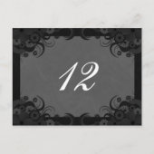 フローラ白黒披露宴表の番号カード ポストカード (正面)