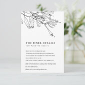 フローラ白黒線スケッチ結婚詳細 エンクロージャーカード (スタンド正面)