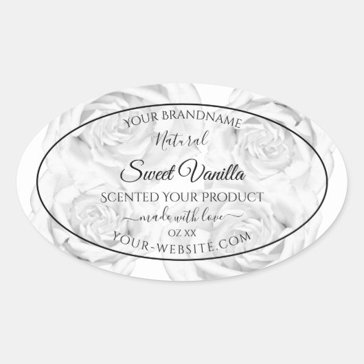 フローラ白黒製品の包装ラベル 楕円形シール (正面)