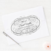 フローラ白黒製品の包装ラベル 楕円形シール (封筒)