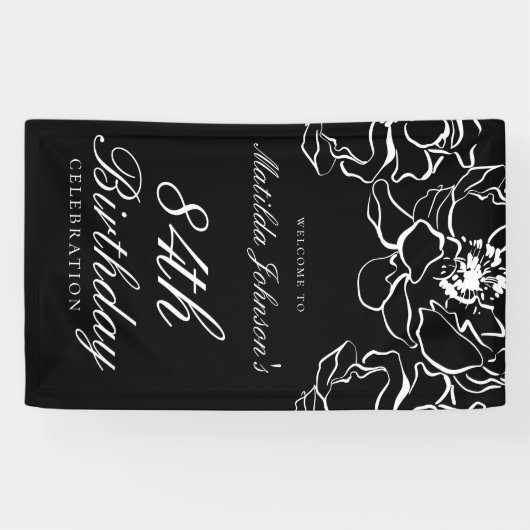 フローラ白黒誕生日パーティーへようこそ 横断幕 (横)